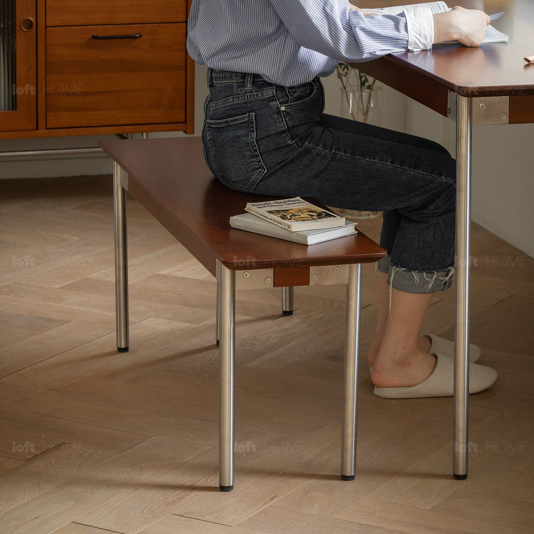 Bauhaus boxwood sintered dining bench season detail 2.