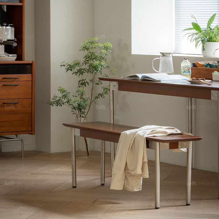 Bauhaus boxwood sintered dining bench season detail 1.