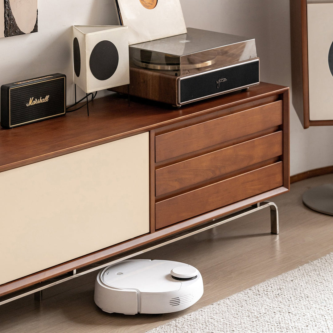 Vintage boxwood sliding door tv console moonrise detail 1.