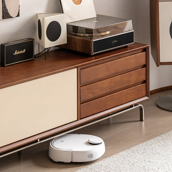 Vintage boxwood sliding door tv console moonrise detail 1.