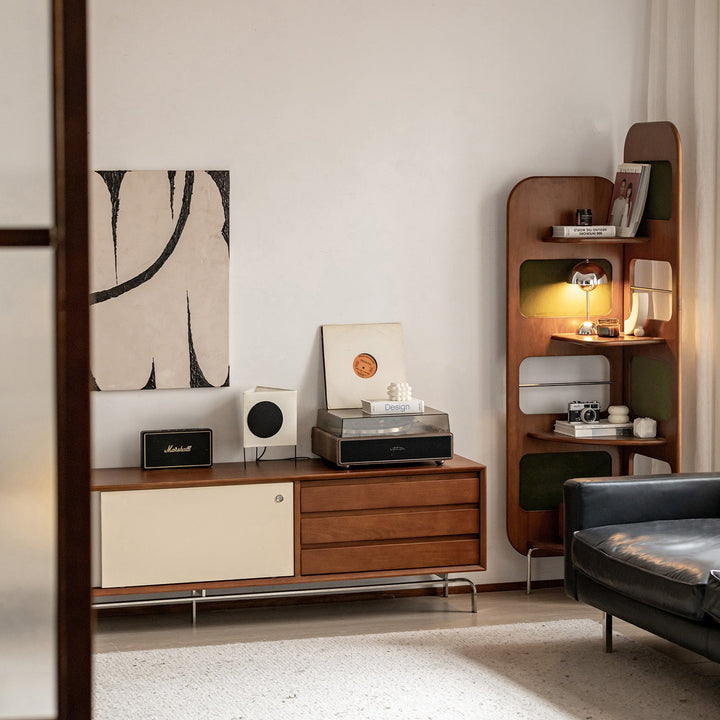 Vintage boxwood sliding door tv console moonrise detail 2.