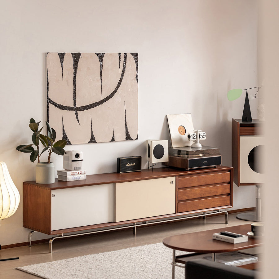 Bauhaus boxwood sliding door tv console moonrise primary product view.