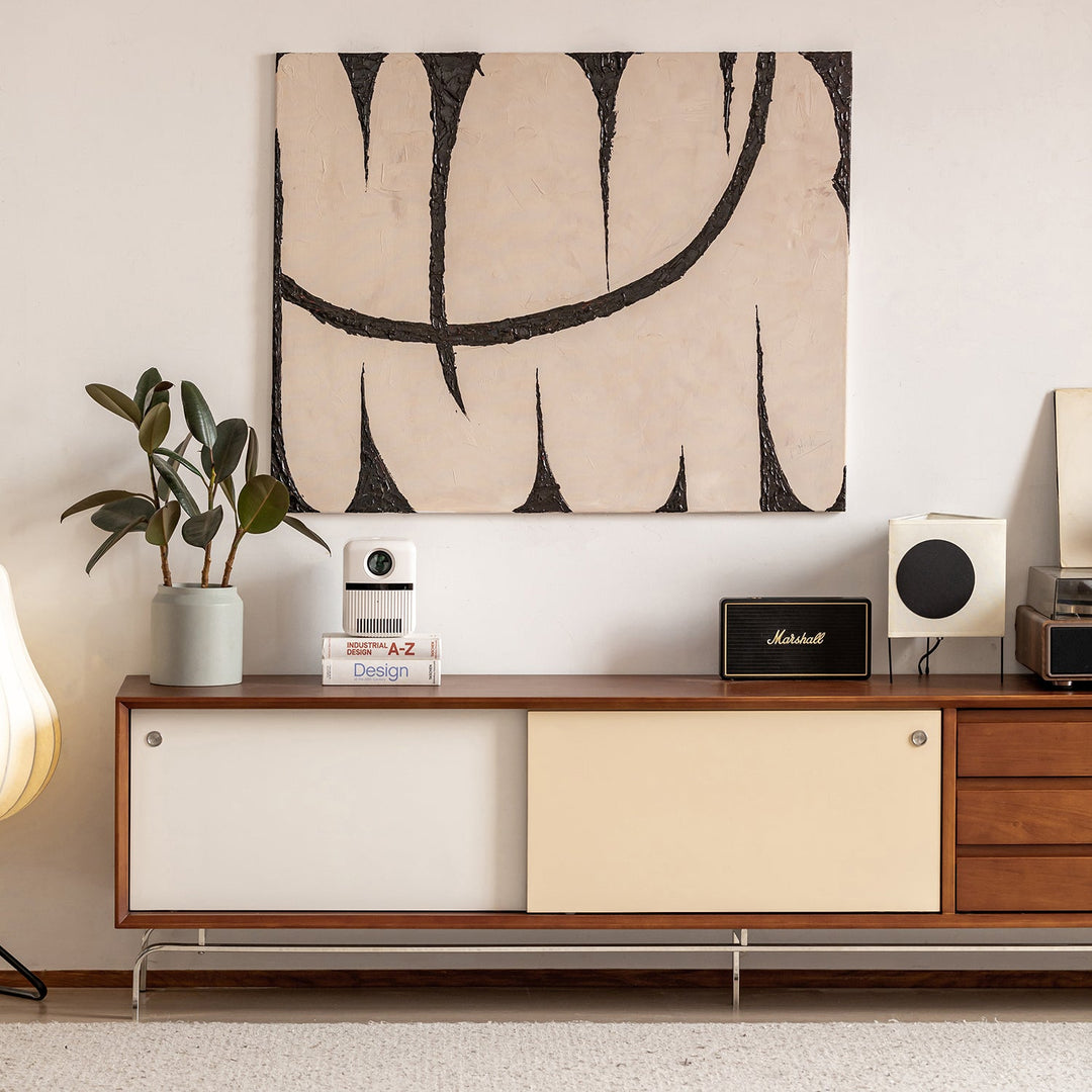 Bauhaus boxwood sliding door tv console moonrise material variants.
