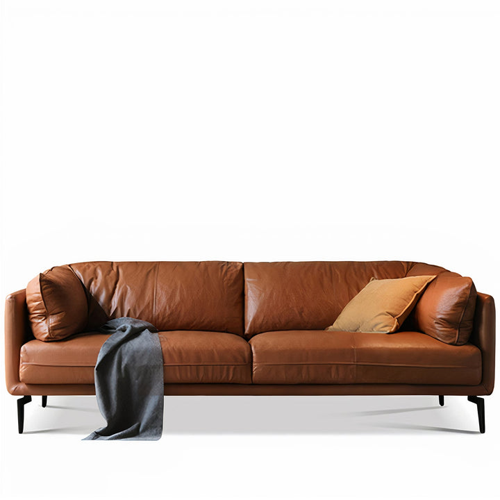 Vintage genuine leather 2 seater sofa bravo in white background.
