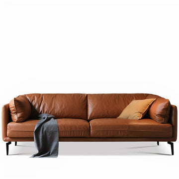 Vintage genuine leather 2 seater sofa bravo in white background.