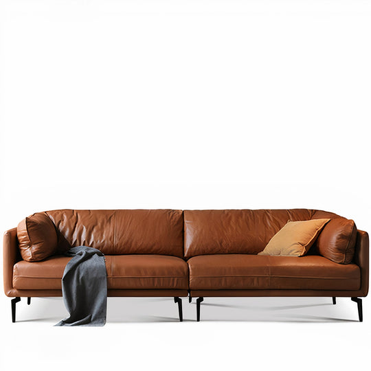 Vintage genuine leather sectional 4 seater sofa bravo in white background.