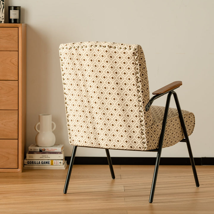 Vintage mixed weave fabric 1 seater sofa wheat environmental situation.