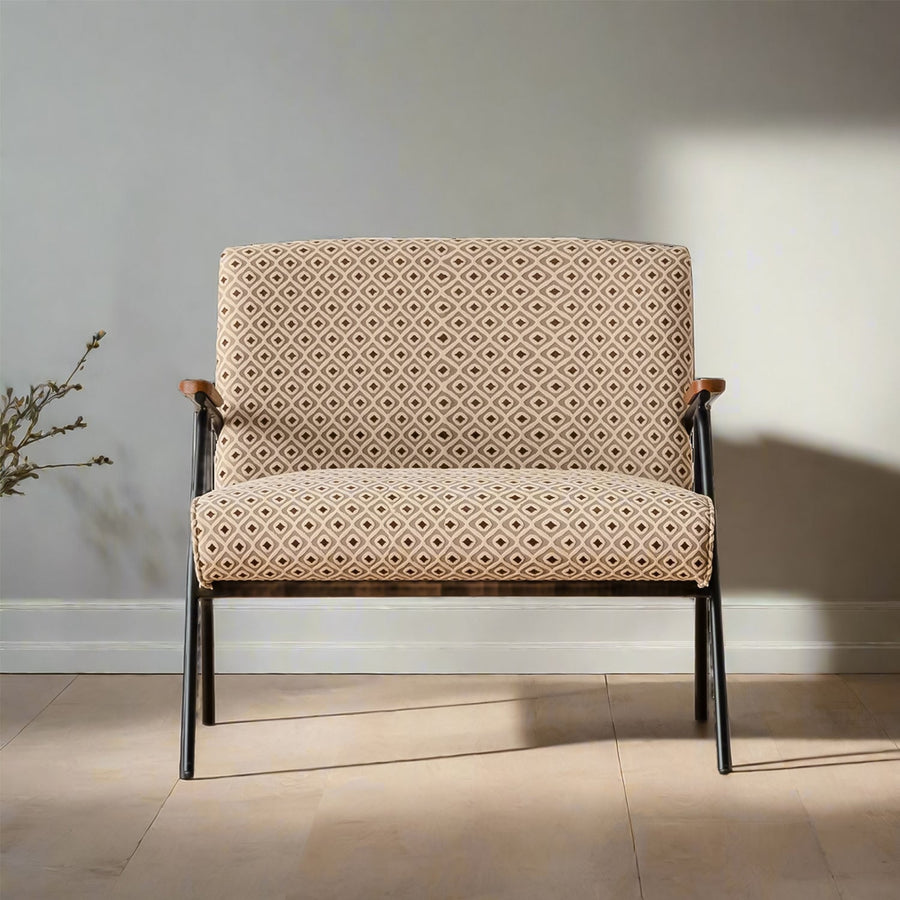 Bauhaus mixed weave fabric 2 seater sofa wheat primary product view.