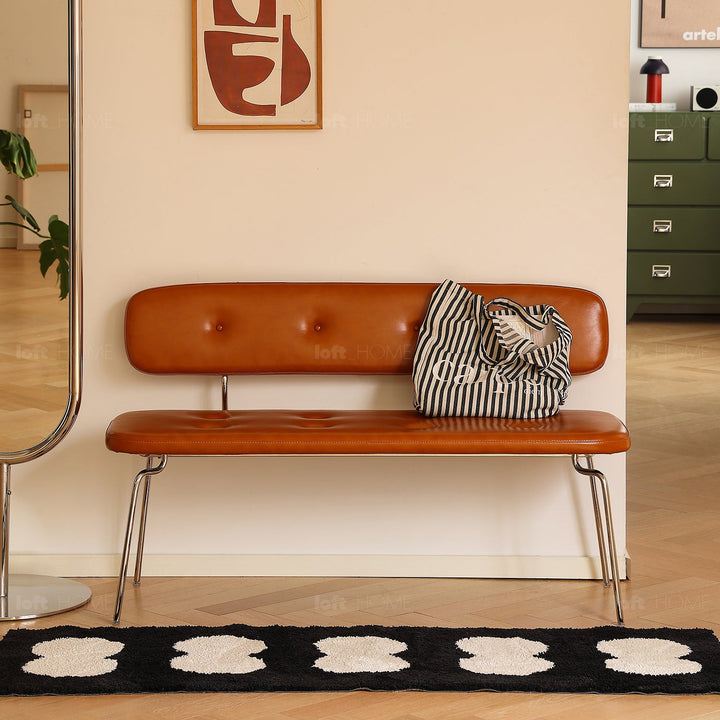 Bauhaus pu leather dining bench with backrest hera conceptual design.