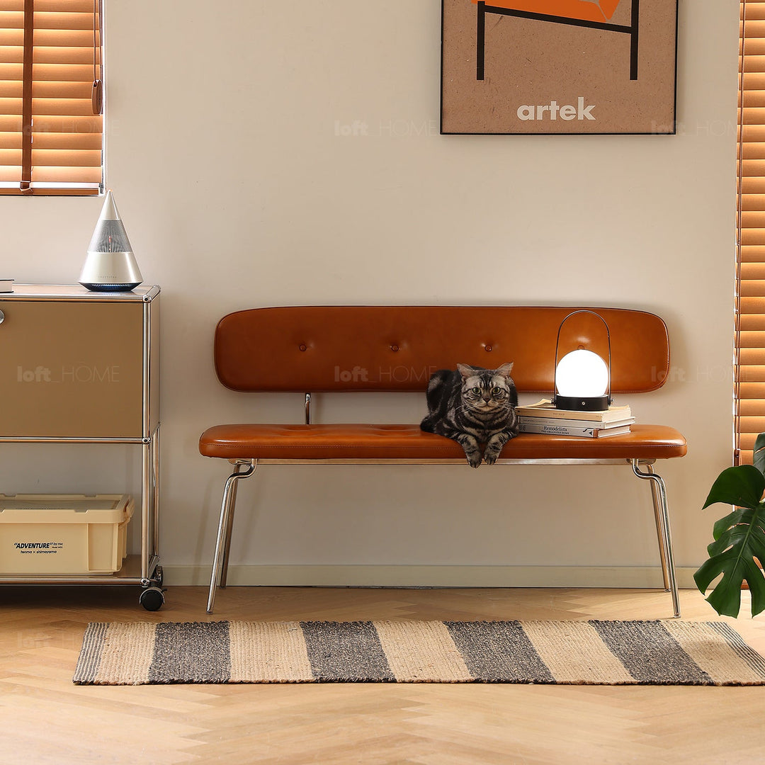Bauhaus pu leather dining bench with backrest hera situational feels.