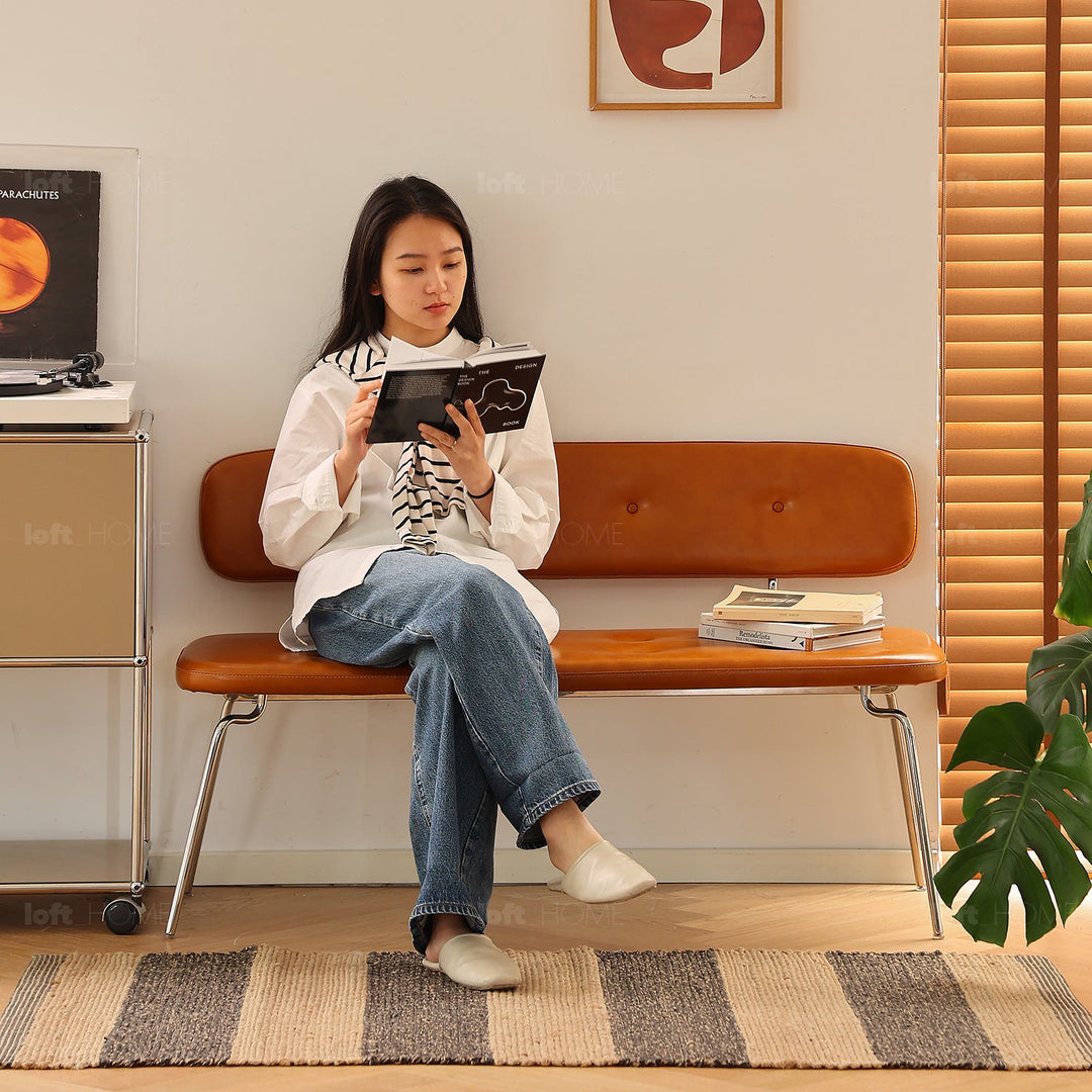 Bauhaus pu leather dining bench with backrest hera material variants.
