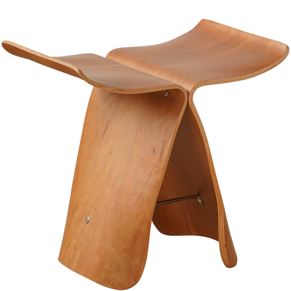 Vintage plywood stool flyer in white background.