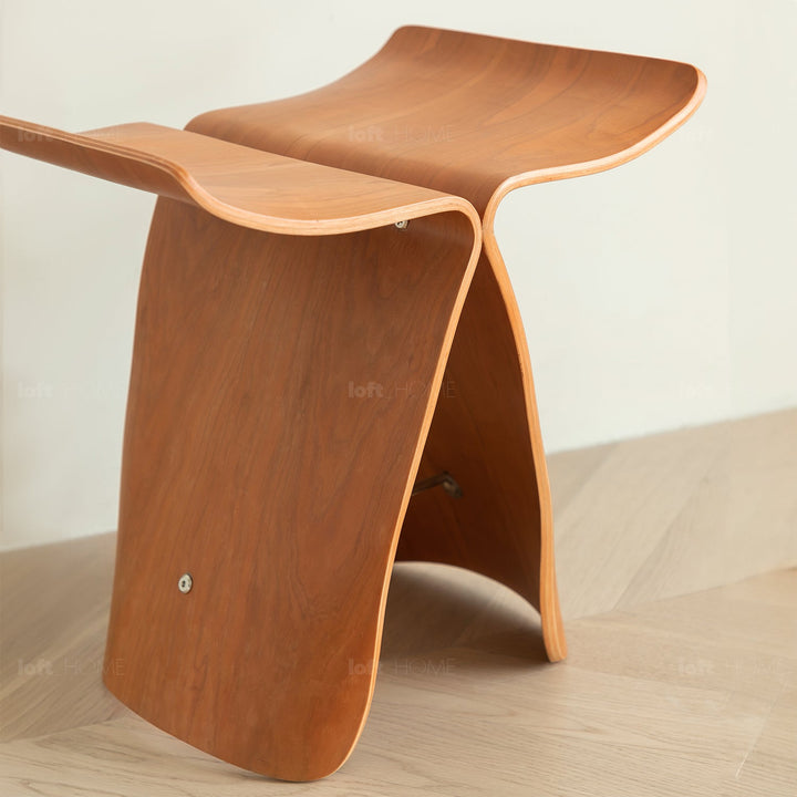Vintage plywood stool flyer in real life style.