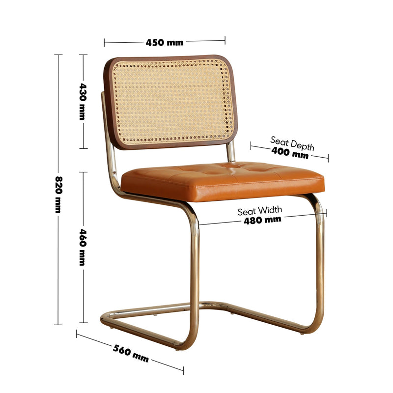 Bauhaus Rattan PU Leather Dining Chair HOH XIL Size Chart