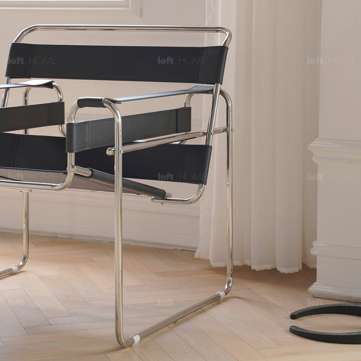 Vintage Steel Leather Sofa Chair 1 Seater Sofa WASSILY