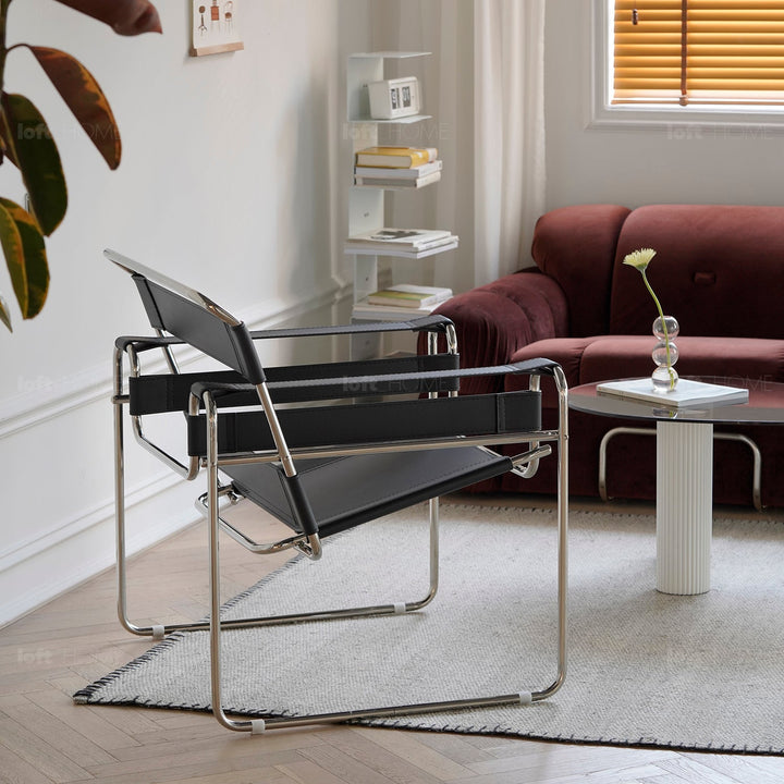 Vintage Steel Leather Sofa Chair 1 Seater Sofa WASSILY