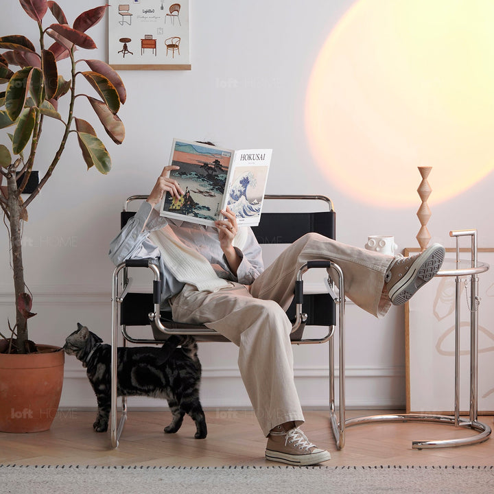 Vintage Steel Leather Sofa Chair 1 Seater Sofa WASSILY