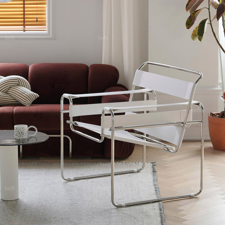 Bauhaus steel leather sofa chair 1 seater sofa wassily detail 2.