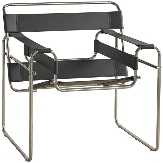 Bauhaus steel leather sofa chair 1 seater sofa wassily in white background.