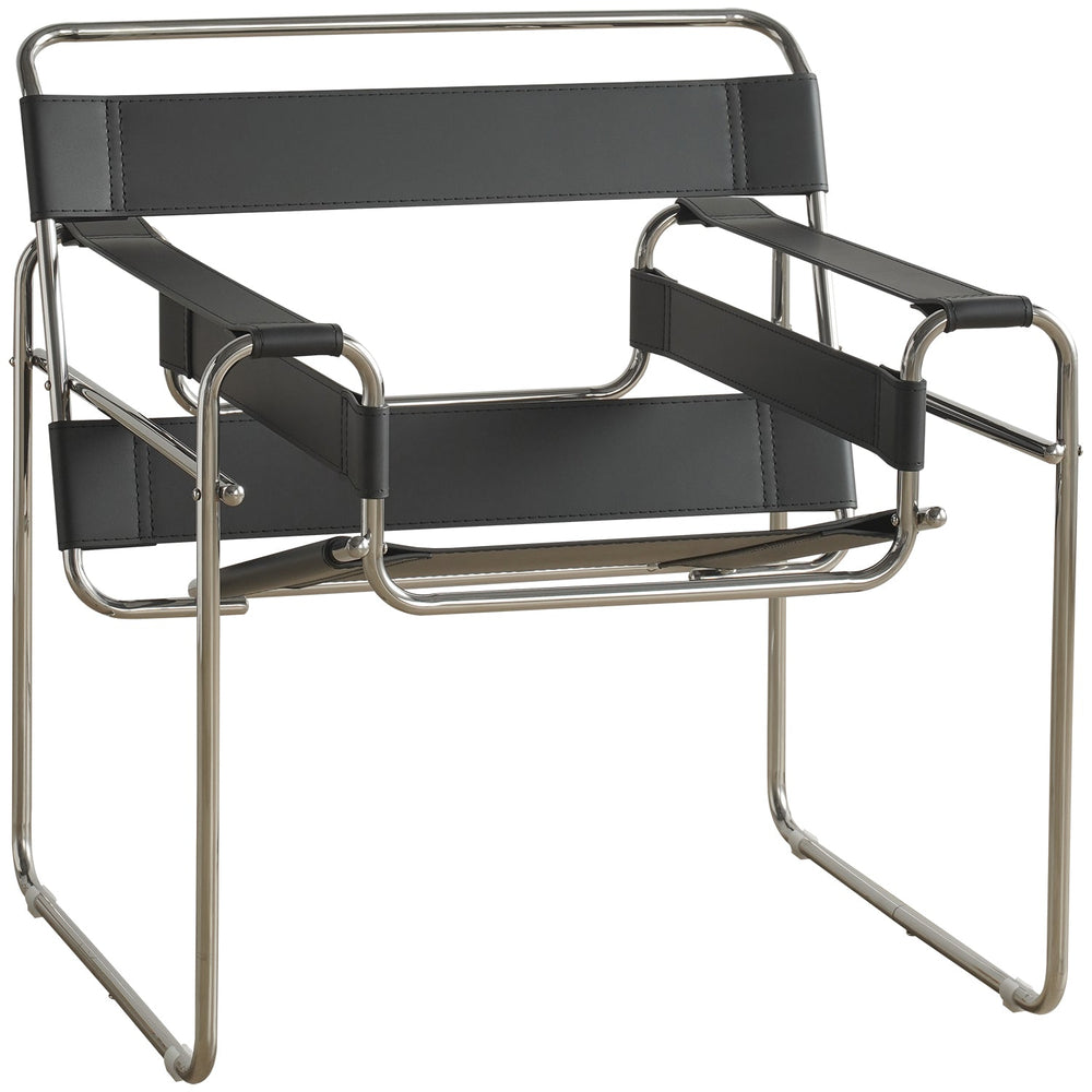 Bauhaus steel leather sofa chair 1 seater sofa wassily in white background.