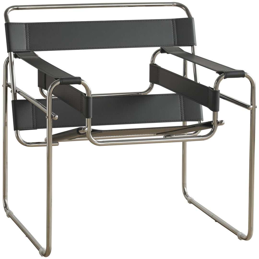 Bauhaus steel leather sofa chair 1 seater sofa wassily in white background.