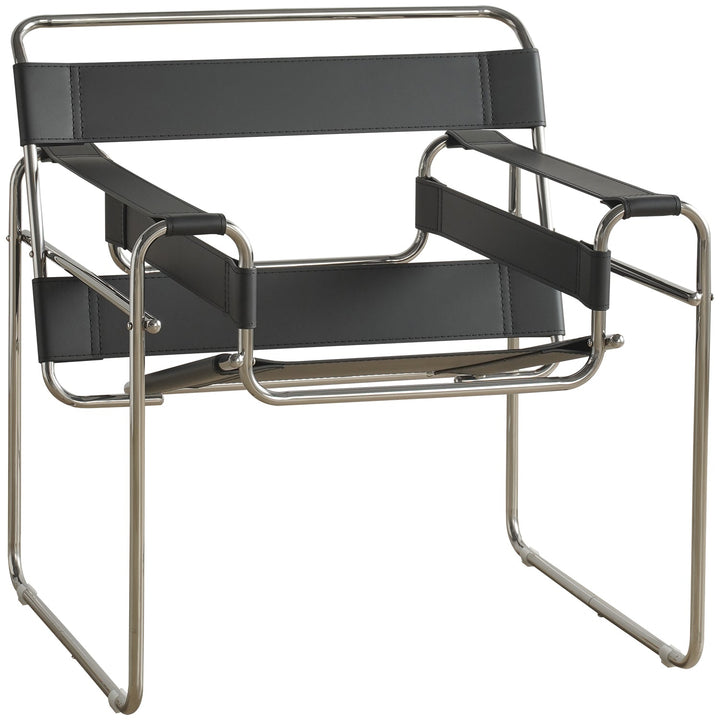Bauhaus steel leather sofa chair 1 seater sofa wassily in white background.