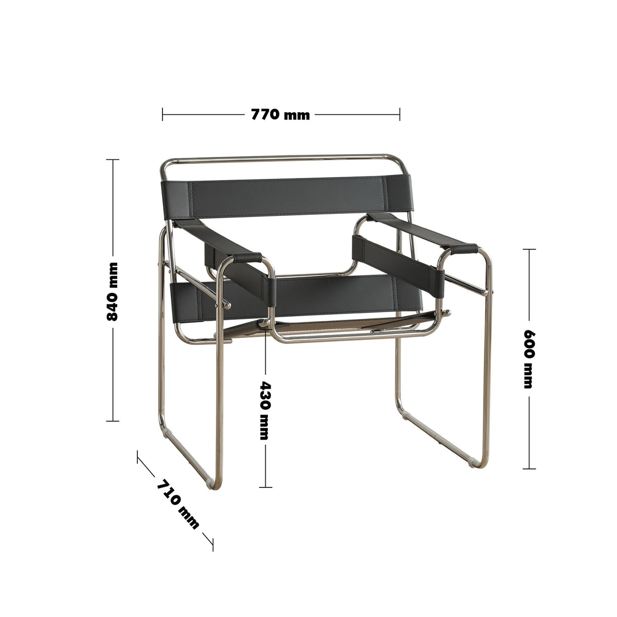 Bauhaus steel leather sofa chair 1 seater sofa wassily size charts.