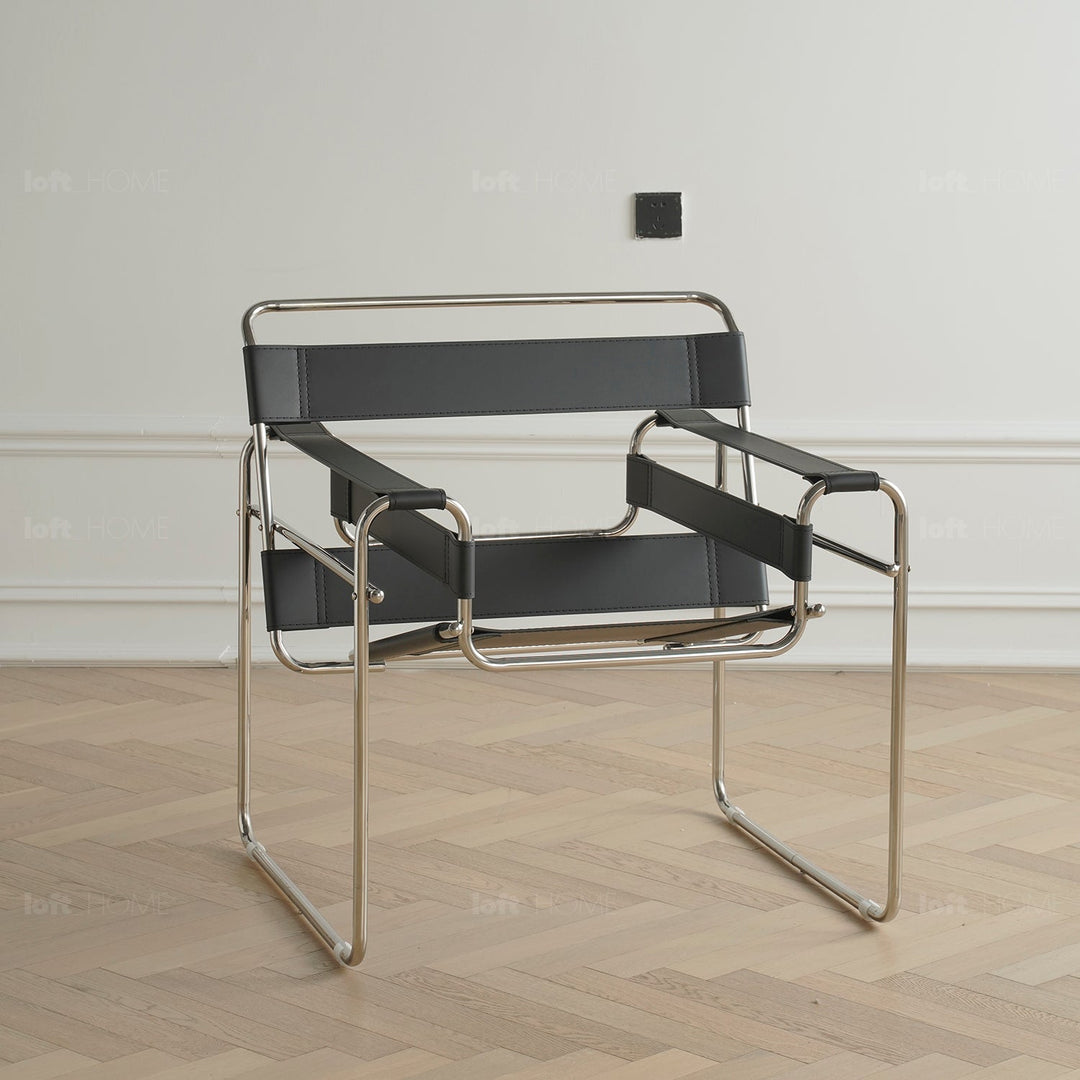 Bauhaus steel leather sofa chair 1 seater sofa wassily material variants.