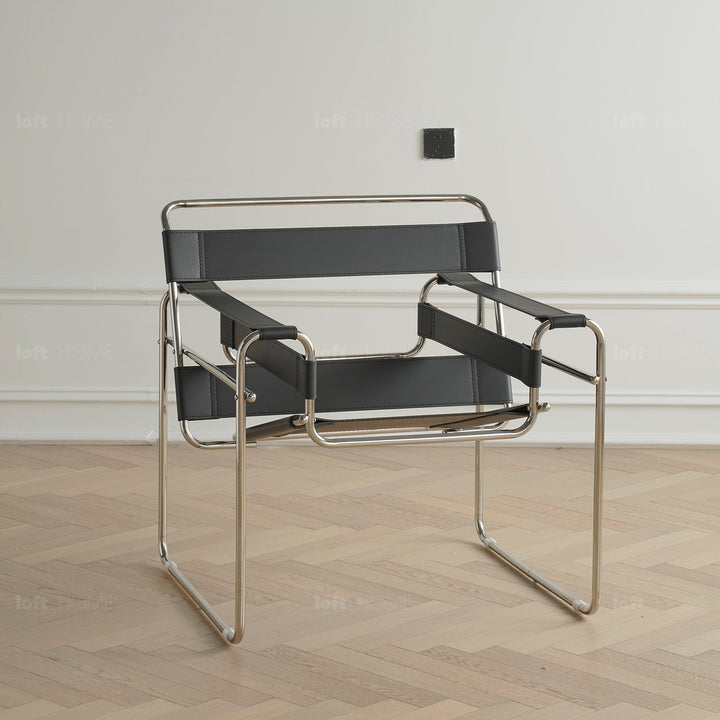 Bauhaus steel leather sofa chair 1 seater sofa wassily material variants.