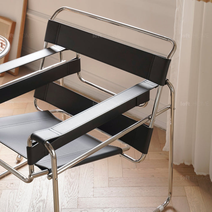 Vintage Steel Leather Sofa Chair 1 Seater Sofa WASSILY