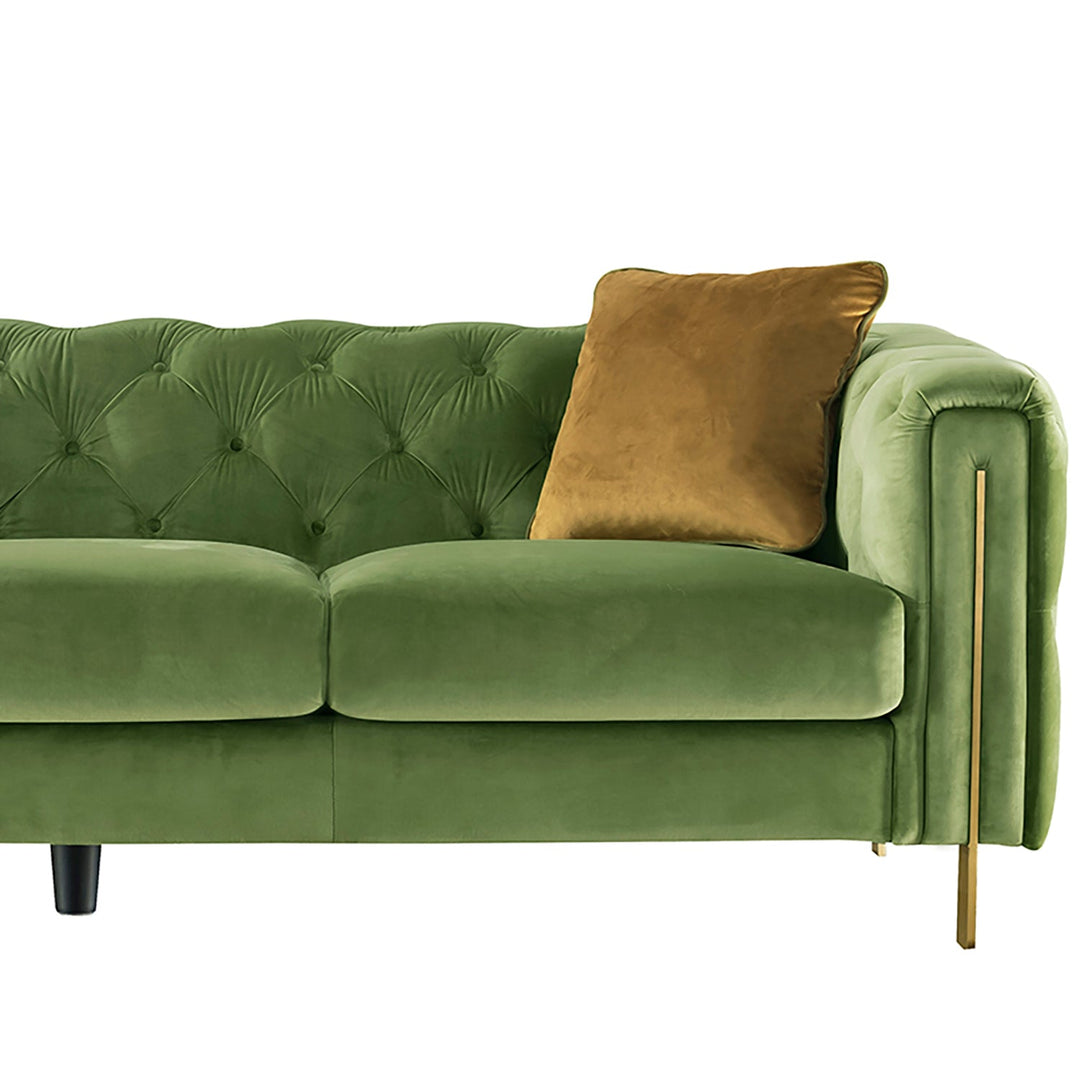 Vintage velvet fabric 3 seater sofa duzzle color swatches.