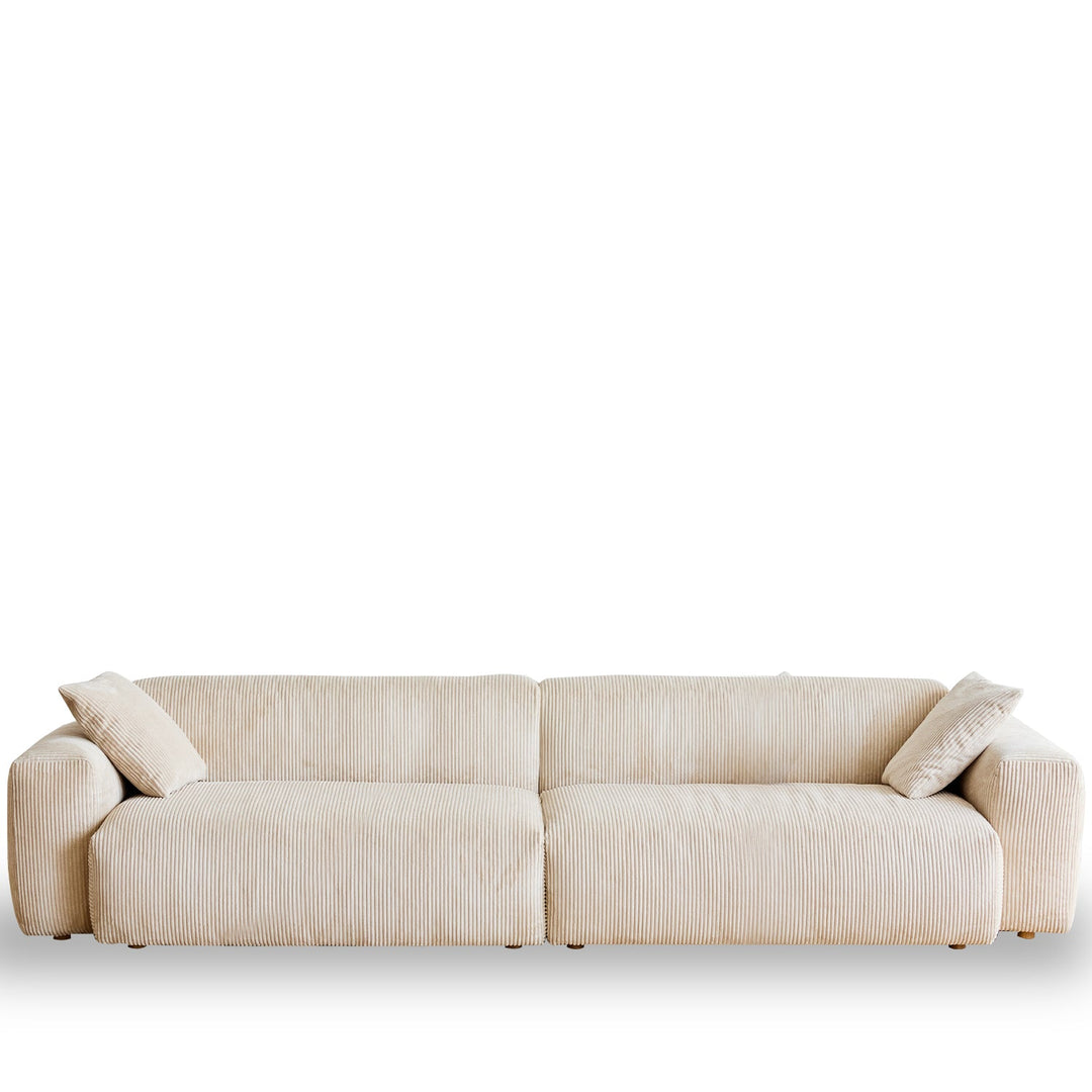 Cream Corduroy Velvet Fabric 4 Seater Sofa SQUARE