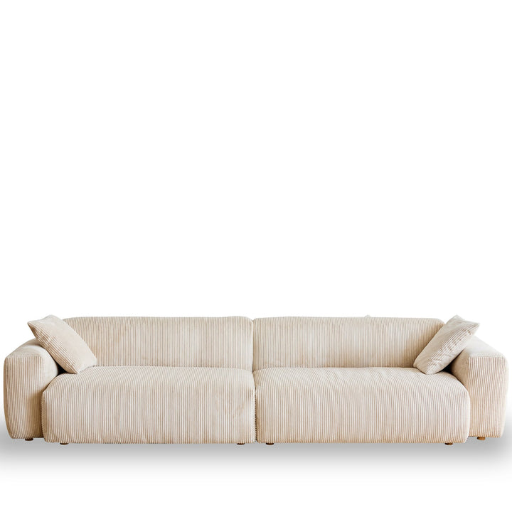 Cream Corduroy Velvet Fabric 4 Seater Sofa SQUARE