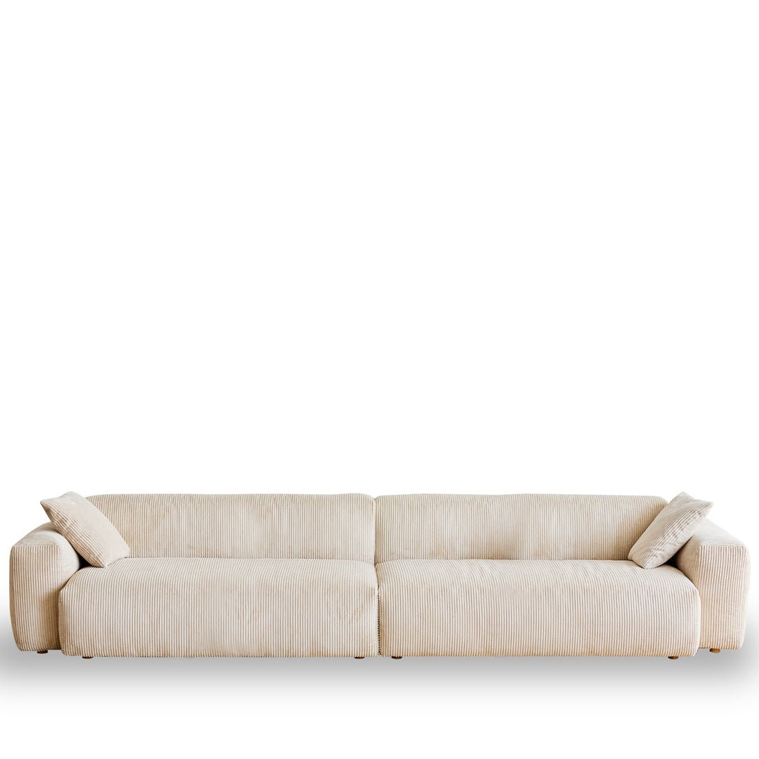 Cream Corduroy Velvet Fabric 4 Seater Sofa SQUARE