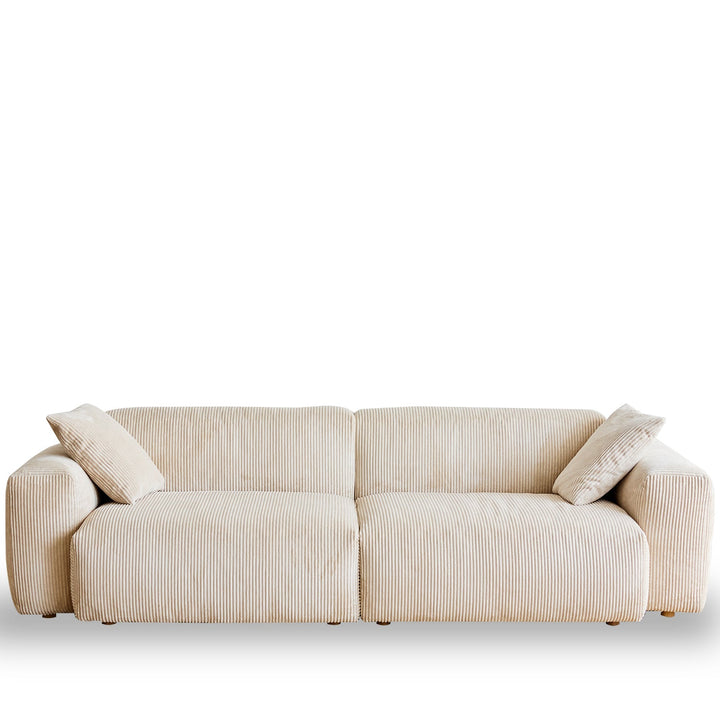 Cream Corduroy Velvet Fabric 3 Seater Sofa SQUARE