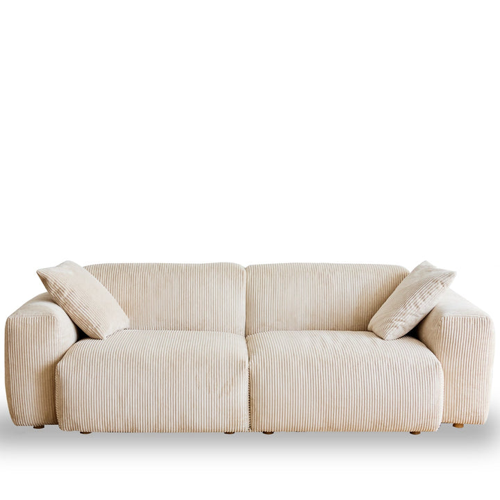 Cream Corduroy Velvet Fabric 2 Seater Sofa SQUARE