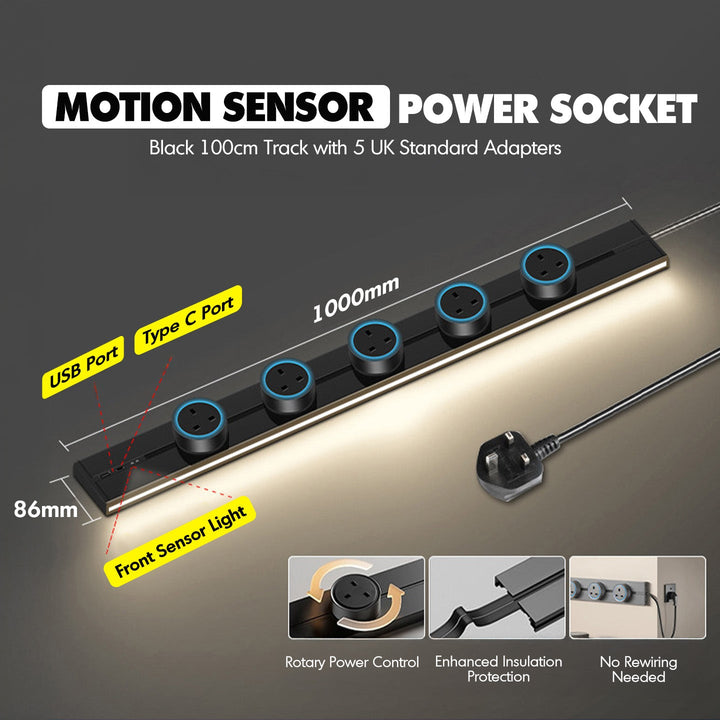 Aluminium Power Track And Adaptors With Motion Sensor LED Light