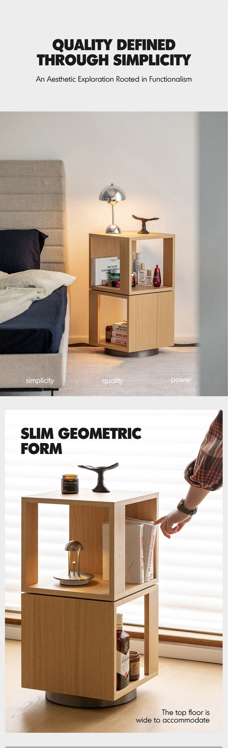 Minimalist Ash Wood Veneer Revolving Side Table AXEL More Details and Instruction_6
