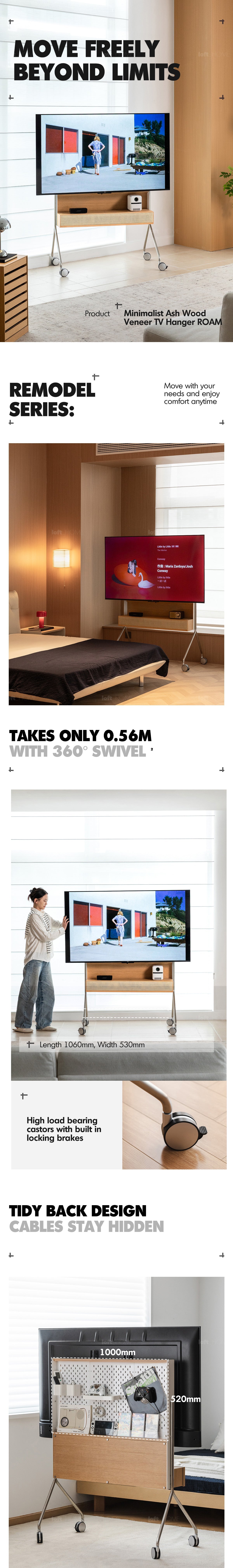 more product details and feature of Minimalist Ash Wood Veneer TV Hanger ROAM