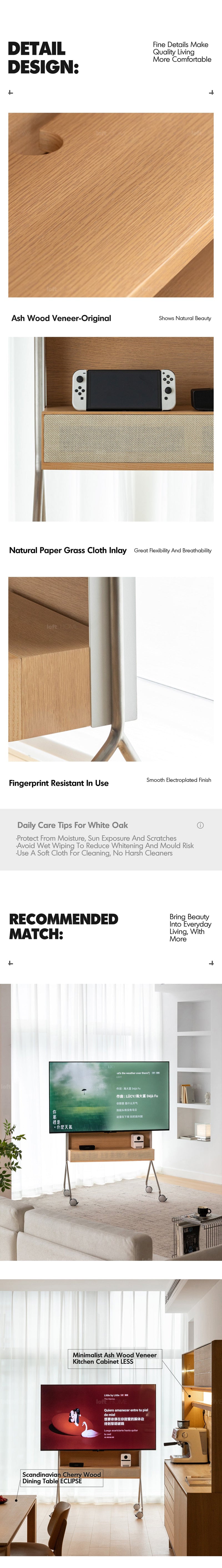 more product details and feature of Minimalist Ash Wood Veneer TV Hanger ROAM