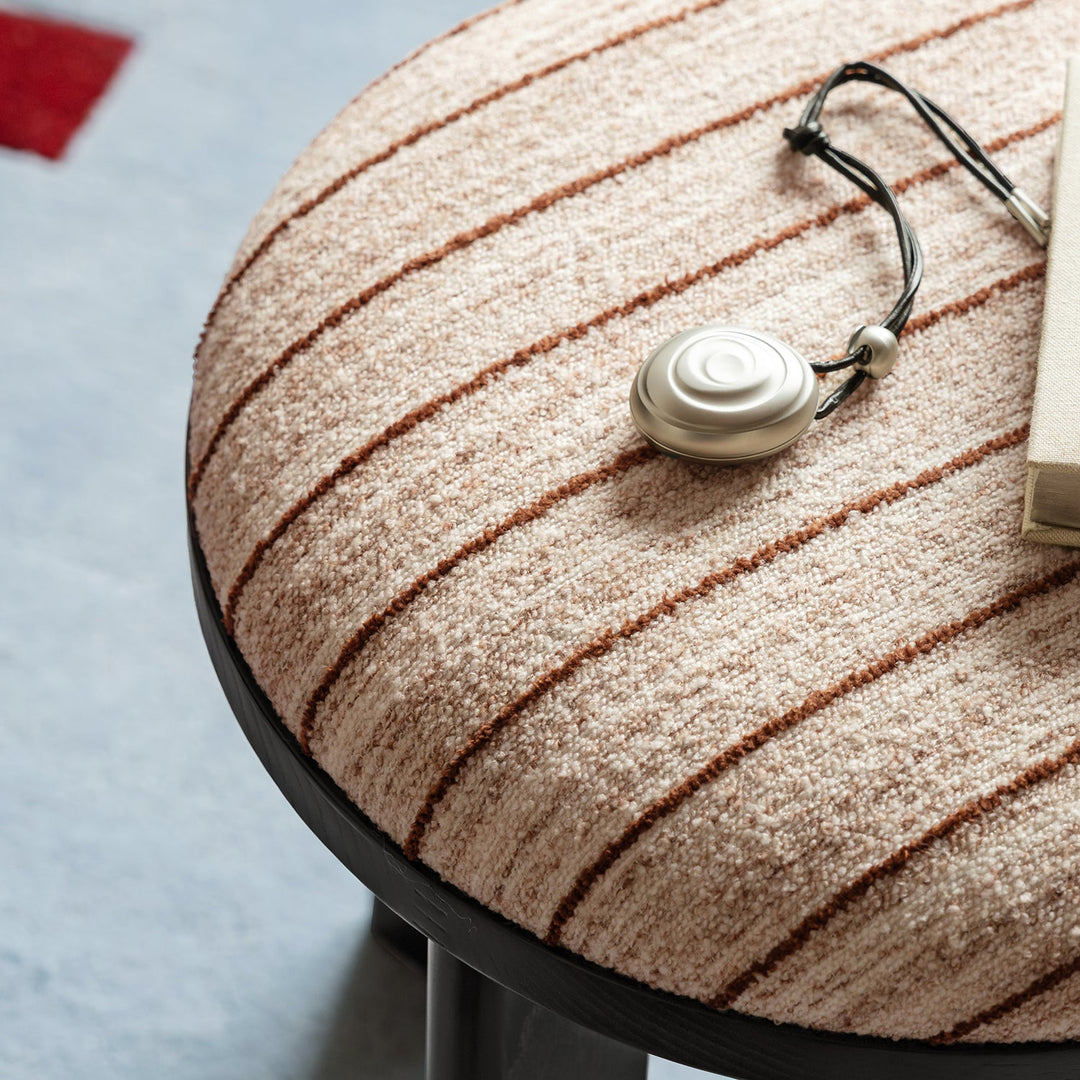 Bauhaus ash wood boucle fabric stool orbit situational feels.