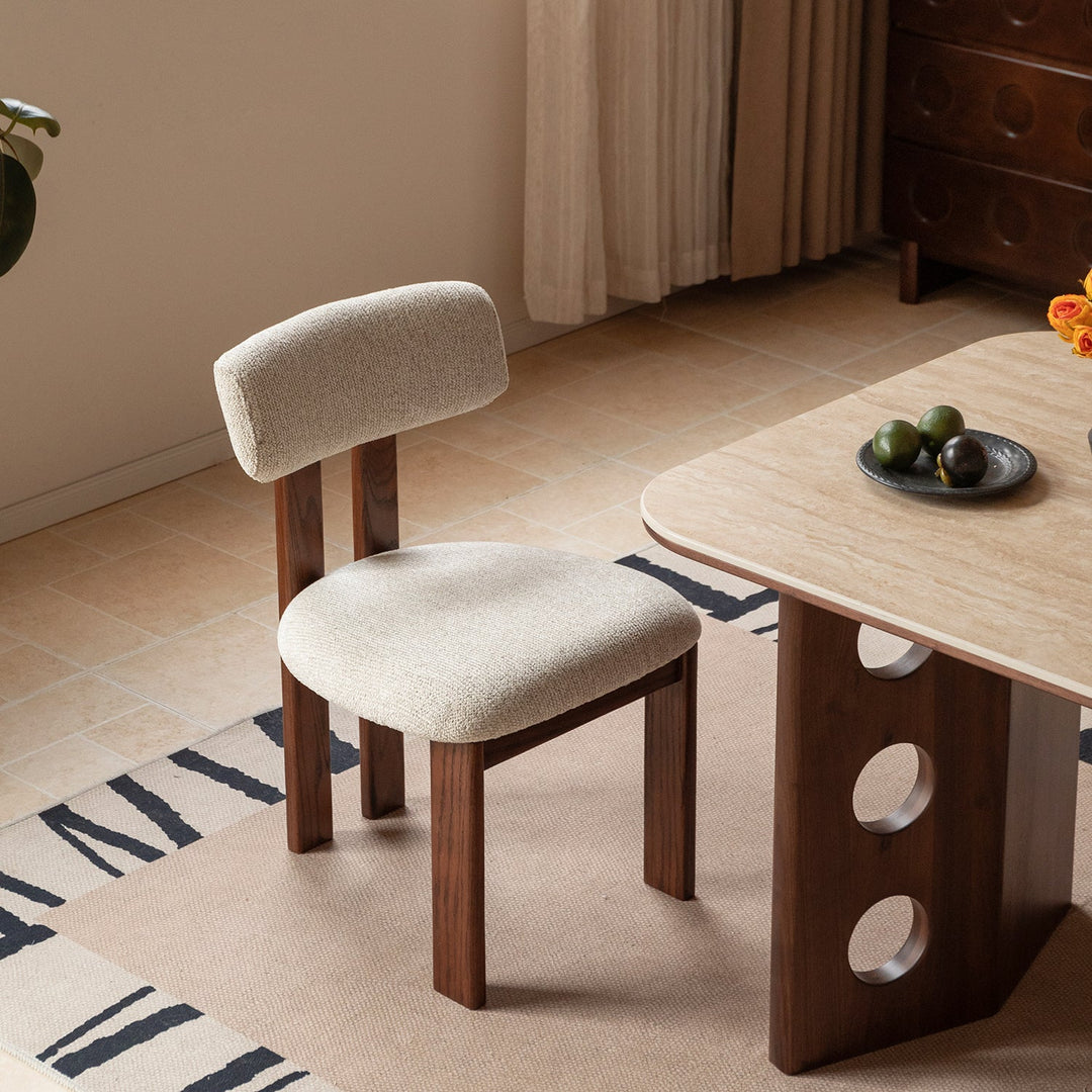 Bauhaus boucle fabric dining chair roma detail 1.
