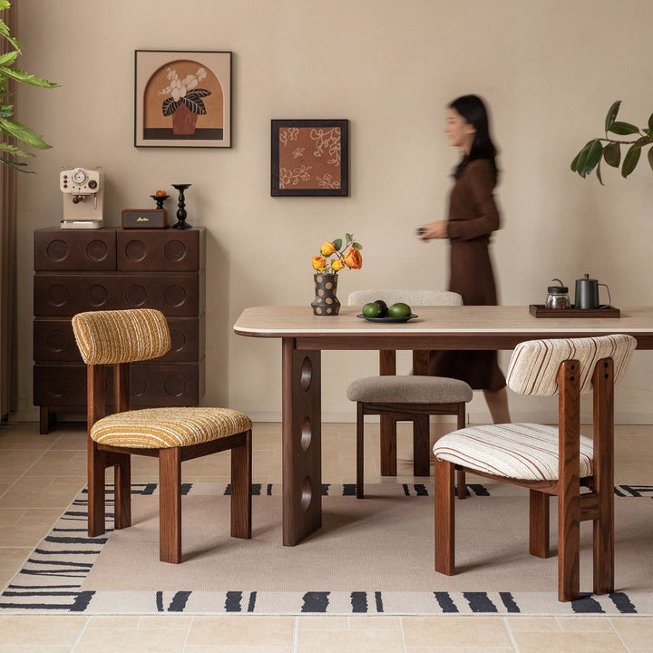 Bauhaus boucle fabric dining chair roma detail 2.