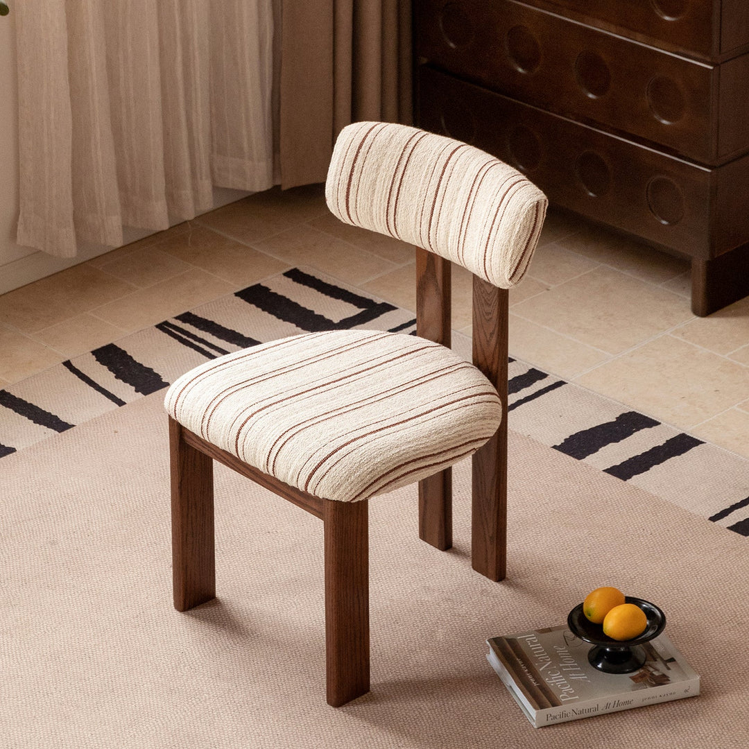 Bauhaus boucle fabric dining chair roma layered structure.