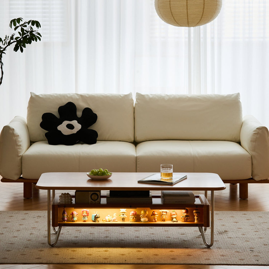 Bauhaus cherry wood coffee table locke with context.