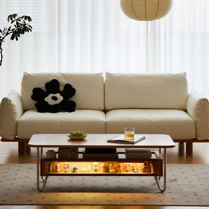 Bauhaus cherry wood coffee table locke with context.