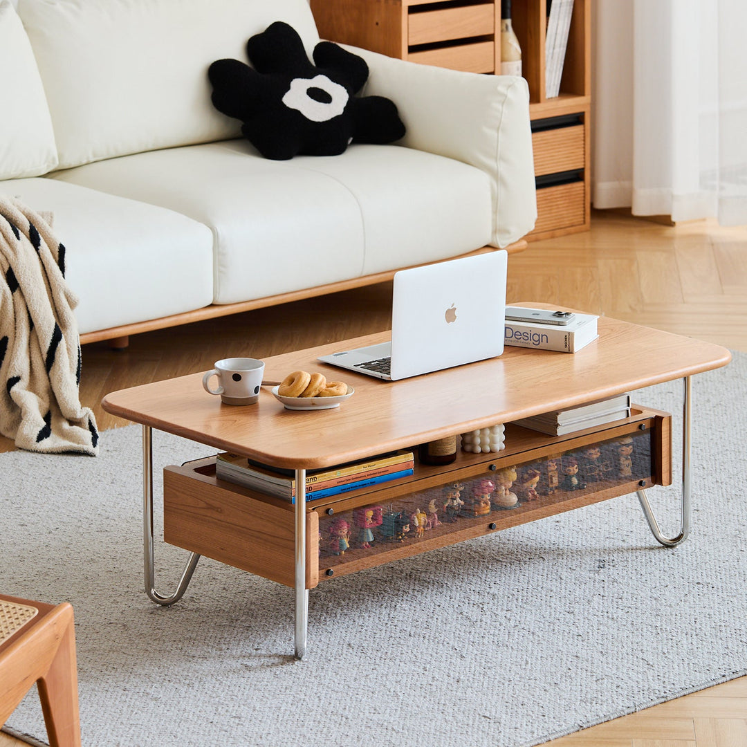 Bauhaus cherry wood coffee table locke in still life.