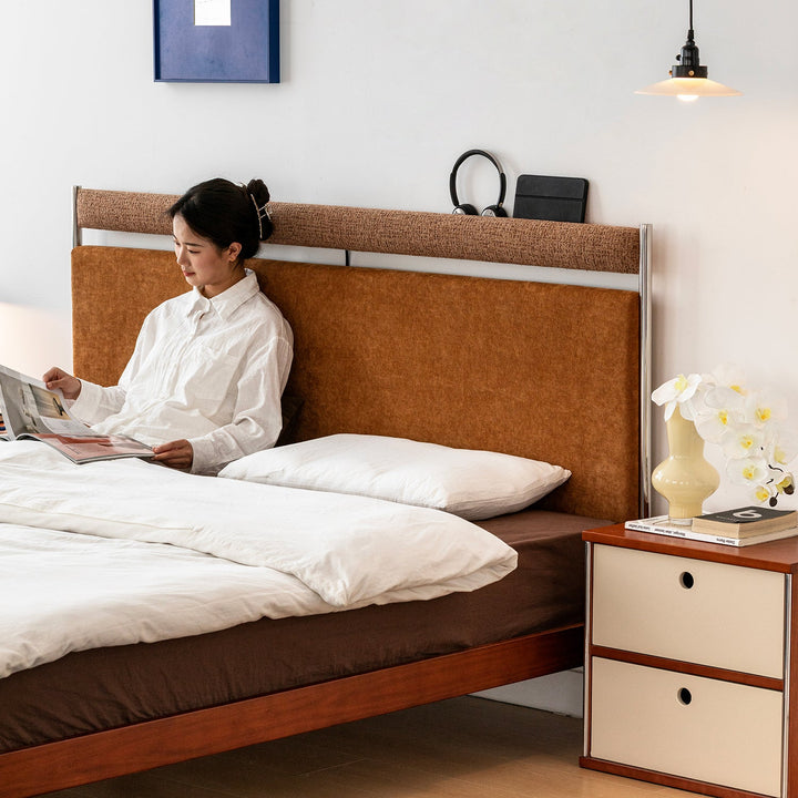 Bauhaus genuine leather bed supple black with context.