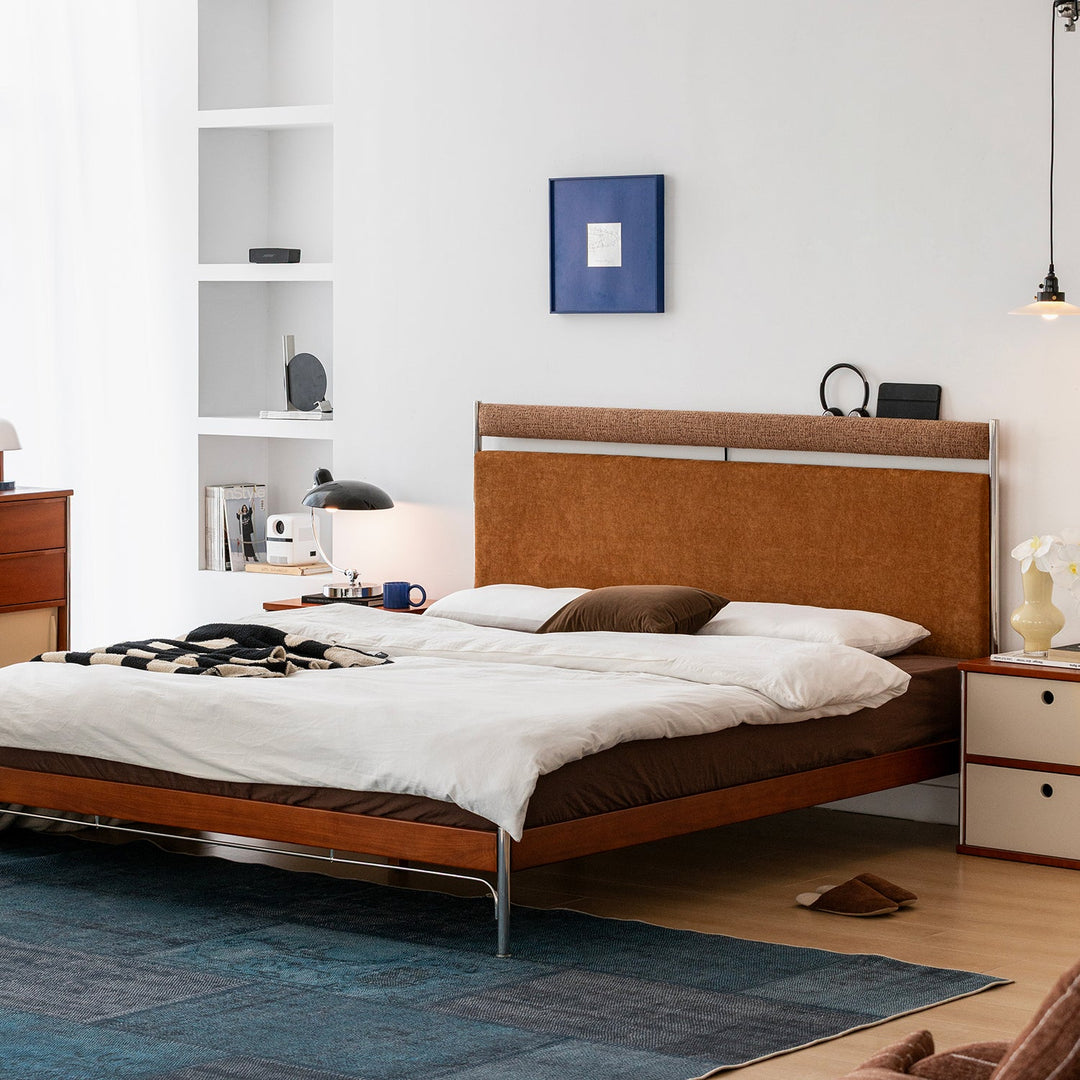 Bauhaus genuine leather bed supple black in details.