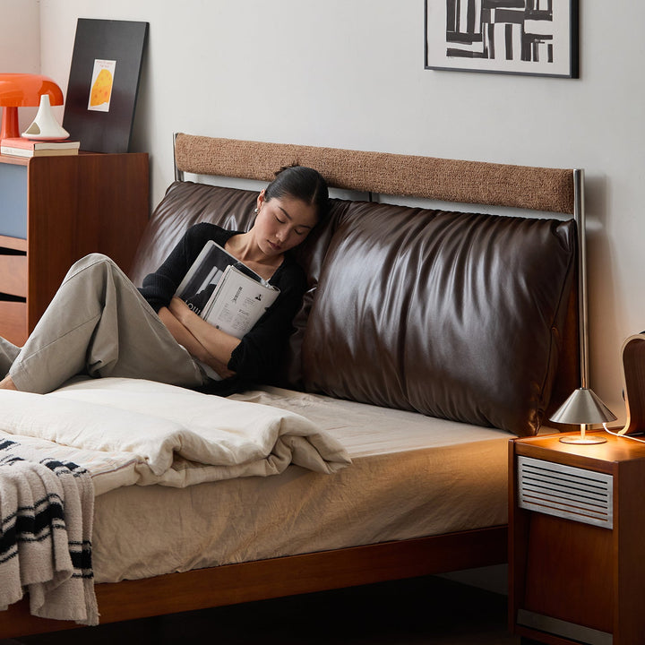 Bauhaus genuine leather bed supple brown size charts.